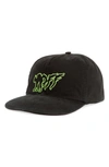 Off-white Mad Cat Paperclip Cap In Black/ Light Green