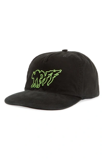 Off-white Mad Cat Paperclip Cap In Black/ Light Green