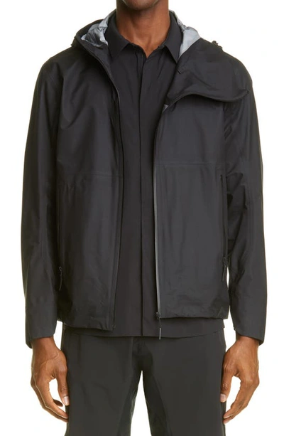 Veilance Deploy Lt Gore-tex C-knit(tm) Waterproof Hooded Jacket In Black