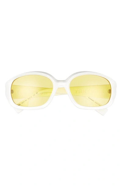 Burberry 56mm Oval Sunglasses In White/ Yellow
