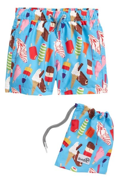 Boardies Kids' Ice Cream Swim Trunks In Blue
