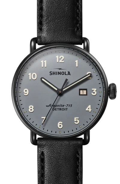 Shinola The Canfield Leather Strap Watch, 43mm