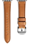 Shinola Smooth Essex Leather Strap For Apple Watch In Bourbon