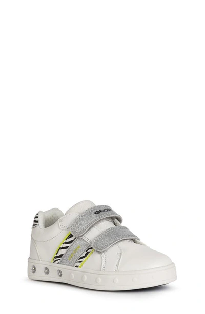 Geox Kids' Skylin 9 Sneaker In White/ Fluorescent/ Yellow