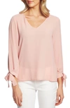 Cece Tie Sleeve Top In Bouquet Pink