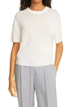 Vince Easy Wool Blend Short Sleeve Sweater In White