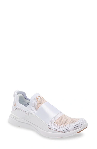 Apl Athletic Propulsion Labs Techloom Bliss Knit Running Shoe In White / Caramel