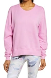 Zella Carey Crew High/low Sweatshirt In Purple Opera