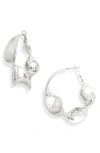 Open Edit Twisted Hoop Earrings In Rhodium