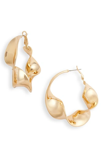 Open Edit Twisted Hoop Earrings In Gold