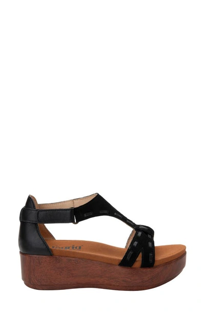 Alegria Tova Platform Wedge Sandal In Black Leather