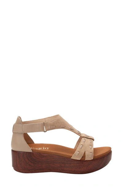 Alegria Tova Platform Wedge Sandal In Sand Leather