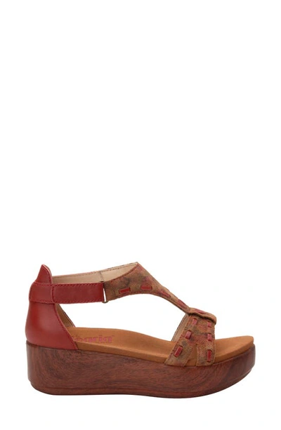 Alegria Tova Platform Wedge Sandal In Cocnac & Roses Leather