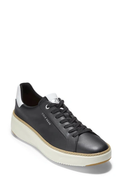 Cole Haan Women's Gp Topspin Lace Up Low Top Trainers In Black/white Leather