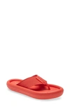 Stella Mccartney Logo-debossed Rubber Flatform Flip Flops In Grenadine