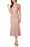 Js Collections Beaded V-neck Midi Dress In Maple Sugar