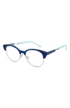 Coco And Breezy Believe 52mm Round Blue Light Blocking Glasses In Blue/ Clear With Champagne