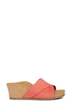 Aetrex Cora Wedge Slide Sandal In Coral Nubuck Leather