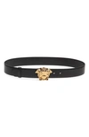 Versace Medusa Head Leather Belt In Black/ Gold