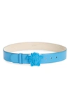 Versace Medusa Head Leather Belt In Blue