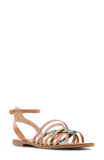 Aldo Lucca Ankle Strap Sandal In Orange Leather