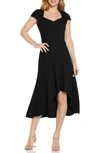 Adrianna Papell Divine Crepe Midi Cocktail Dress In Black