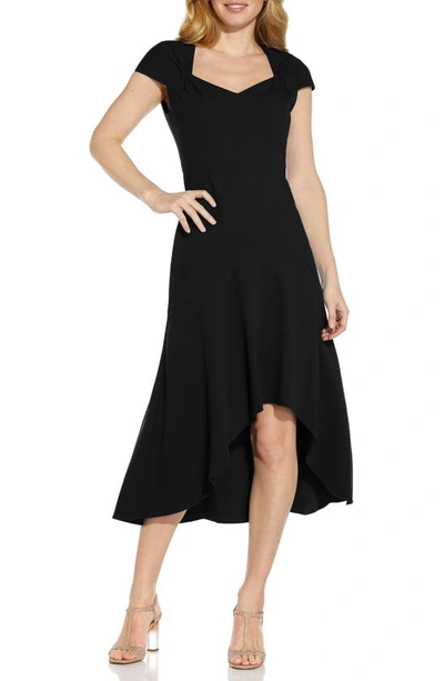 Adrianna Papell Divine Crepe Midi Cocktail Dress In Black
