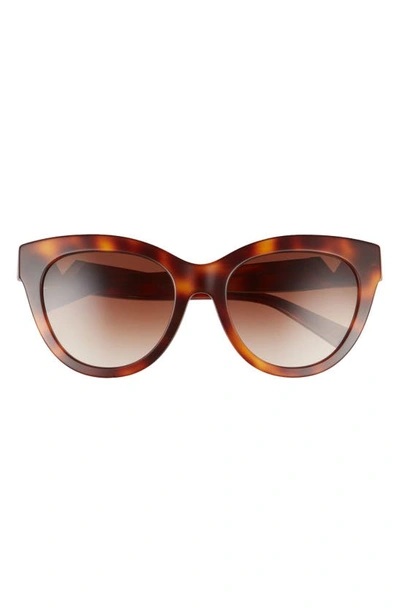 Valentino 54mm Cat Eye Sunglasses In Light Havana/ Gradient Brown