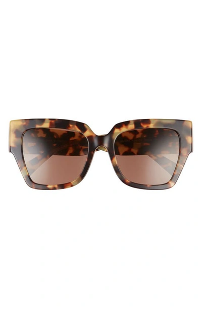 Valentino 54mm Square Sunglasses In Havana Yellow/ Brown