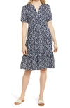 Beachlunchlounge Coley Print Tiered Shift Dress In Navy Daisies