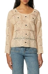 SANDRO RIO FLOWER APPLIQUÉ CROCHET SWEATER,SFPPU01136