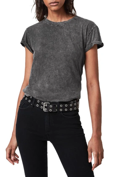 Allsaints Anna T-shirt In Acid Wash Black