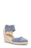 Anne Klein Zatia Womens Closed Toe Ankle Strap Wedge Sandals In Denim