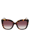 Longchamp Le Pliage 53mm Gradient Rectangular Sunglasses In Dark Havana/ Brown