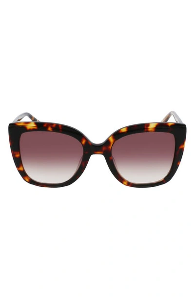 Longchamp Le Pliage 53mm Gradient Rectangular Sunglasses In Dark Havana/ Brown