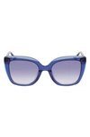 Longchamp Le Pliage 53mm Gradient Rectangular Sunglasses In Blue/ Blue