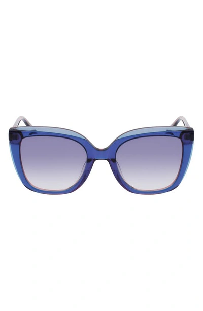 Longchamp Le Pliage 53mm Gradient Rectangular Sunglasses In Blue/ Blue