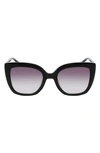 Longchamp Le Pliage 53mm Gradient Rectangular Sunglasses In Black/ Black