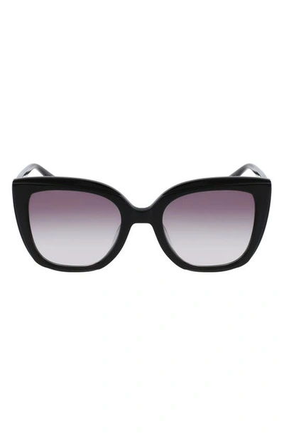 Longchamp Le Pliage 53mm Gradient Rectangular Sunglasses In Black/ Black