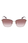 Longchamp Amazone 59mm Rectangle Sunglasses In Gold/ Brown