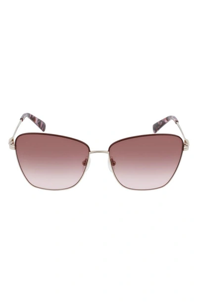Longchamp Amazone 59mm Rectangle Sunglasses In Gold/ Brown