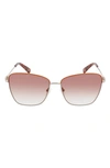 Longchamp Amazone 59mm Rectangle Sunglasses In Gold/ Caramel