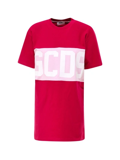 Gcds Logo-print T-shirt Dress In Pink
