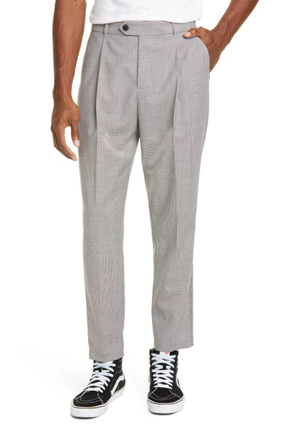 Ovadia Jordan Pleated Houndstooth Wool Pants In Multi Check