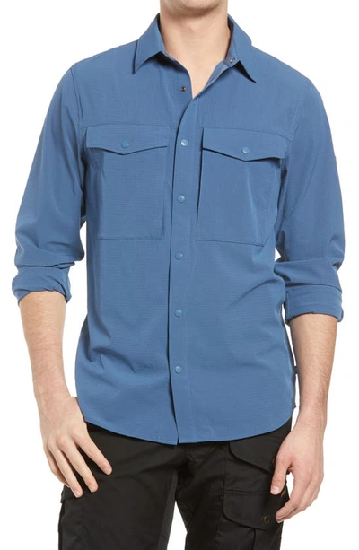 Fjall Raven Abisko Trekking Performance Snap-up Shirt In Uncle Blue
