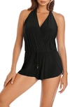 Magicsuitr Bianca One-piece Romper Swimsuit In Black