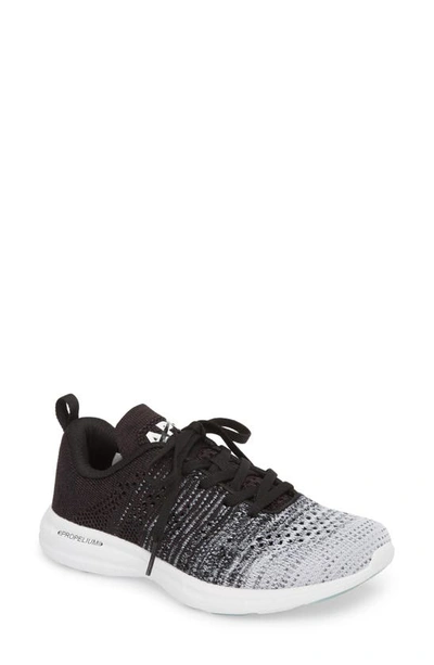 Apl Athletic Propulsion Labs Techloom Pro Knit Running Shoe In Black/ Heather Grey/ Whitednu