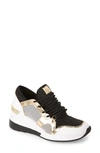 Michael Michael Kors Liv Wedge Sneaker In Black/ Pale Gold Multi