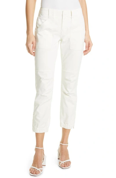 Frame Trapunto Moto Pants With Banded Bottom In Weiss