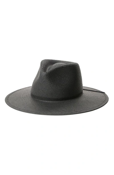 Janessa Leone Andy Packable Straw Fedora In Black